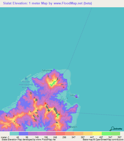 Sialat,Micronesia Elevation Map