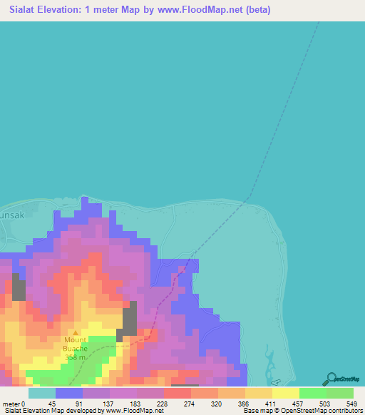 Sialat,Micronesia Elevation Map