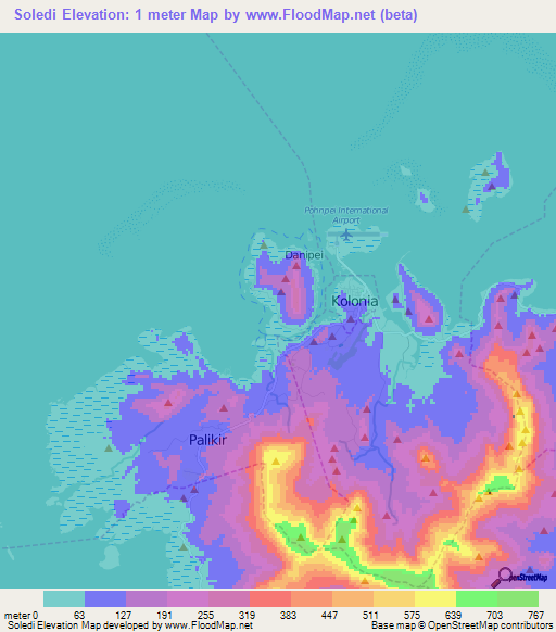 Soledi,Micronesia Elevation Map