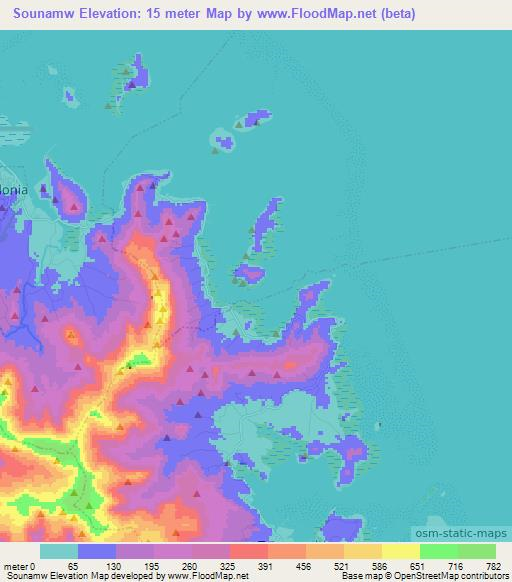 Sounamw,Micronesia Elevation Map