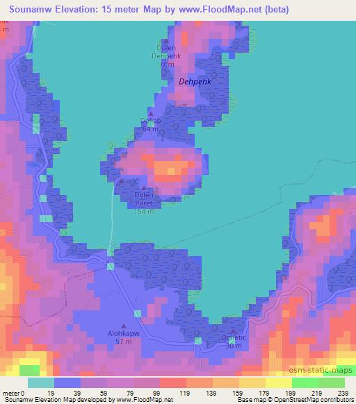 Sounamw,Micronesia Elevation Map