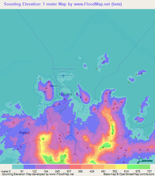 Sounting,Micronesia Elevation Map