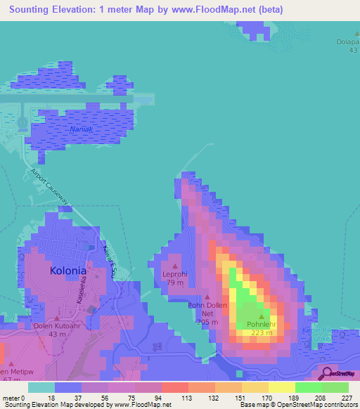 Sounting,Micronesia Elevation Map