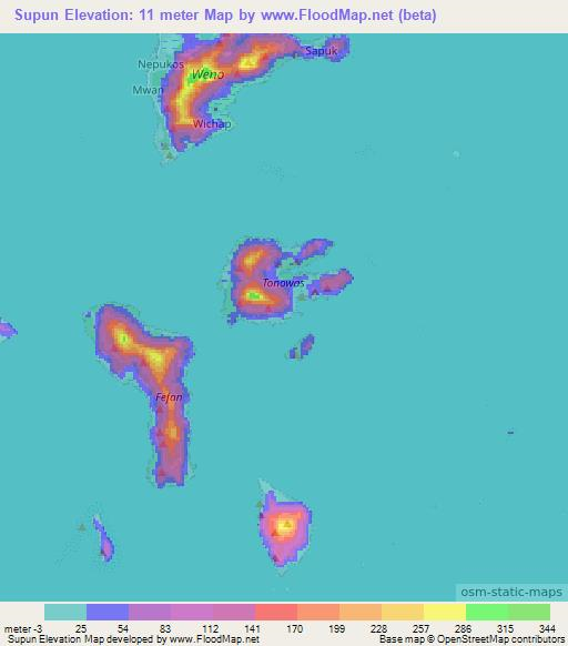 Supun,Micronesia Elevation Map