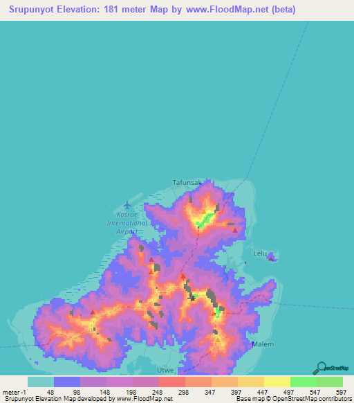 Srupunyot,Micronesia Elevation Map