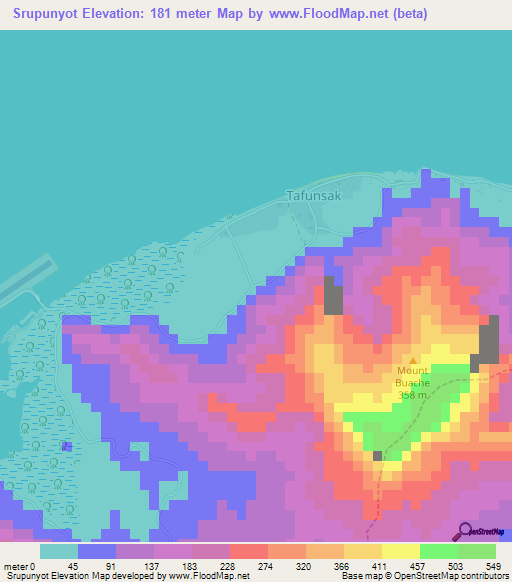 Srupunyot,Micronesia Elevation Map