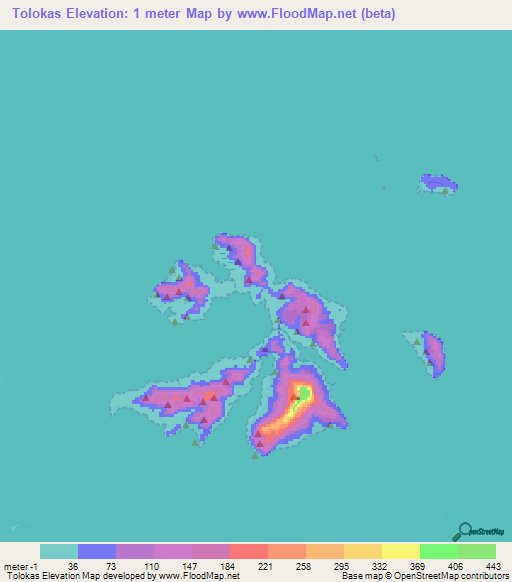 Tolokas,Micronesia Elevation Map