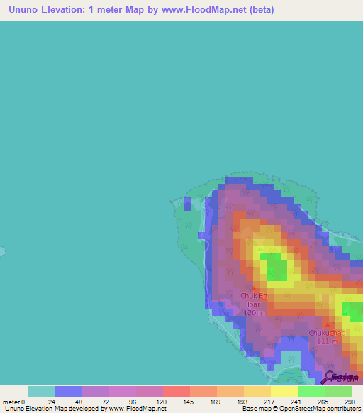 Ununo,Micronesia Elevation Map