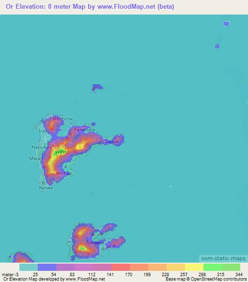 Or,Micronesia Elevation Map