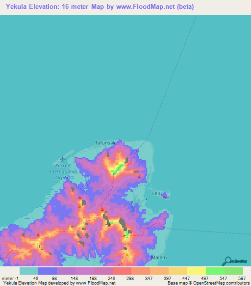 Yekula,Micronesia Elevation Map