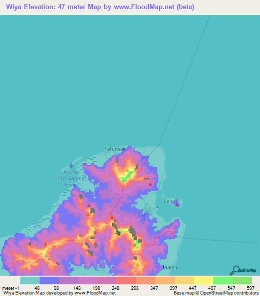 Wiya,Micronesia Elevation Map