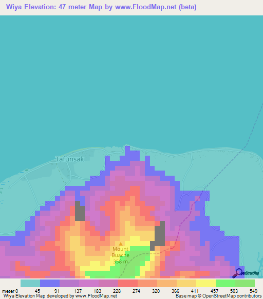 Wiya,Micronesia Elevation Map