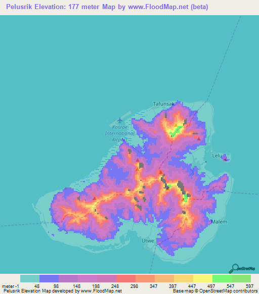 Pelusrik,Micronesia Elevation Map