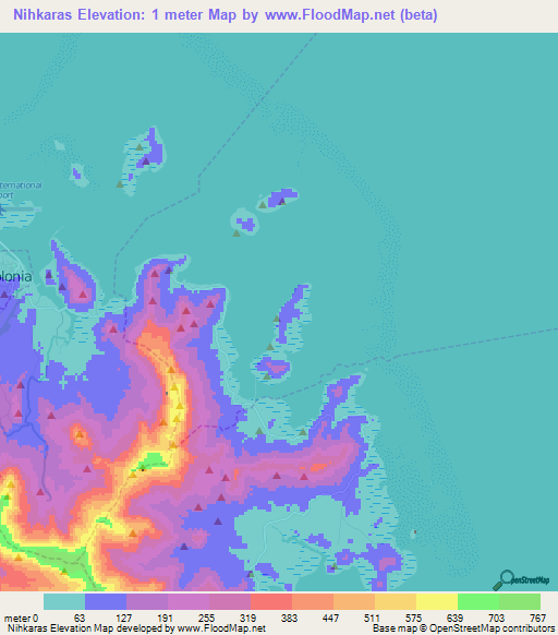 Nihkaras,Micronesia Elevation Map