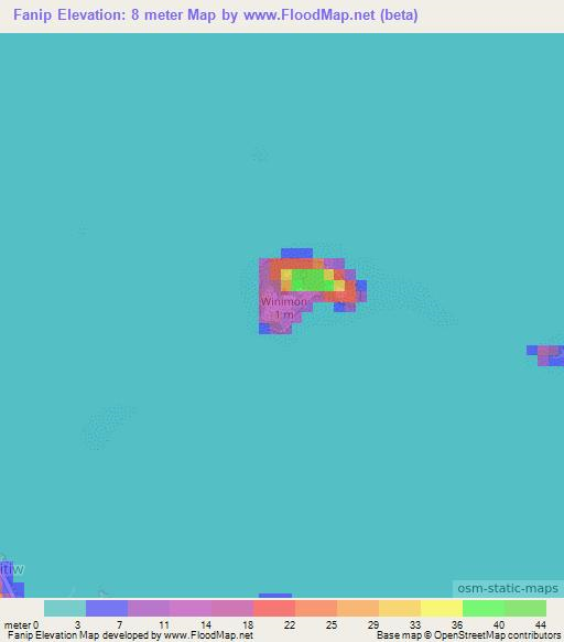 Fanip,Micronesia Elevation Map