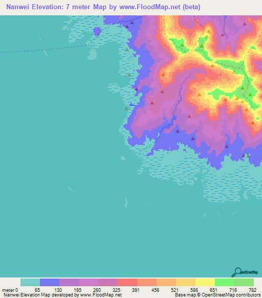 Nanwei,Micronesia Elevation Map