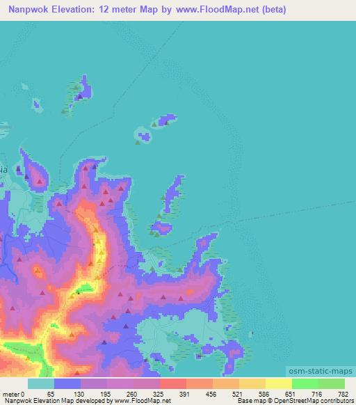 Nanpwok,Micronesia Elevation Map