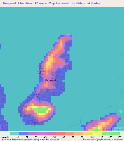 Nanpwok,Micronesia Elevation Map