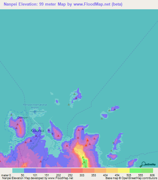 Nanpei,Micronesia Elevation Map