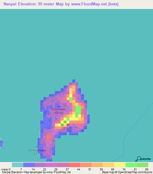 Nanpei,Micronesia Elevation Map