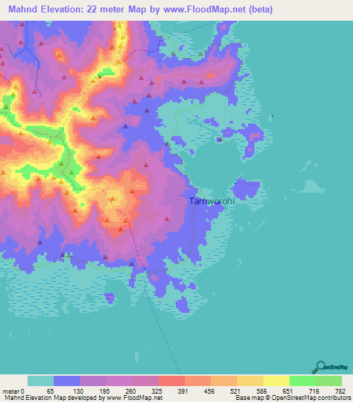 Mahnd,Micronesia Elevation Map