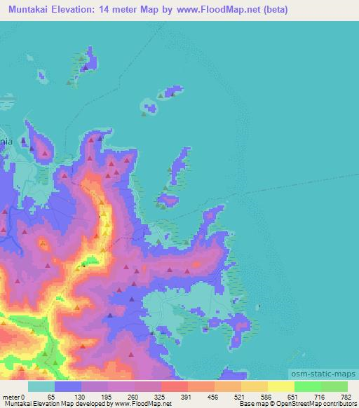 Muntakai,Micronesia Elevation Map