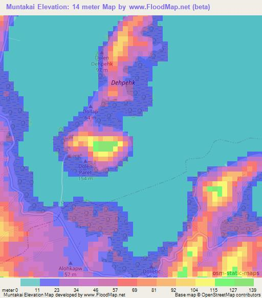 Muntakai,Micronesia Elevation Map