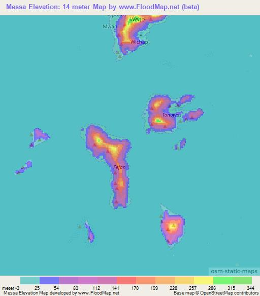 Messa,Micronesia Elevation Map