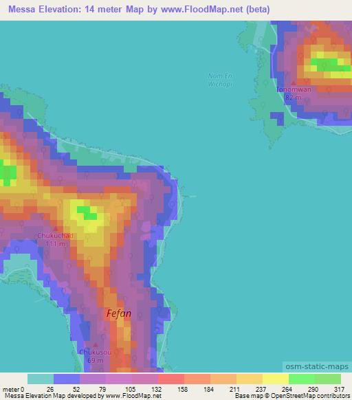 Messa,Micronesia Elevation Map