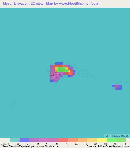 Mesor,Micronesia Elevation Map