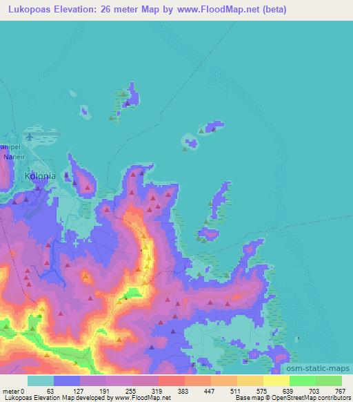 Lukopoas,Micronesia Elevation Map