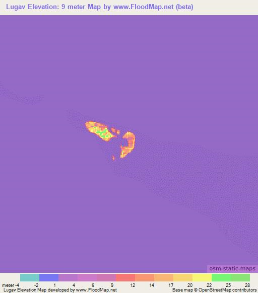 Lugav,Micronesia Elevation Map