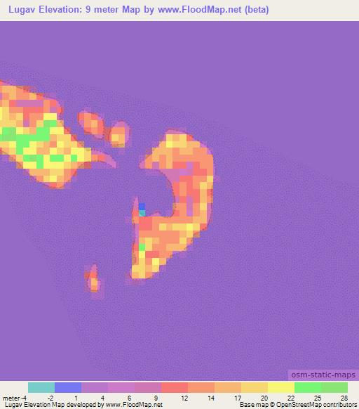 Lugav,Micronesia Elevation Map
