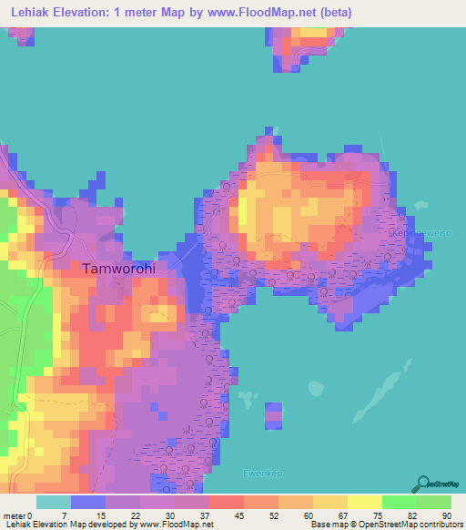 Lehiak,Micronesia Elevation Map