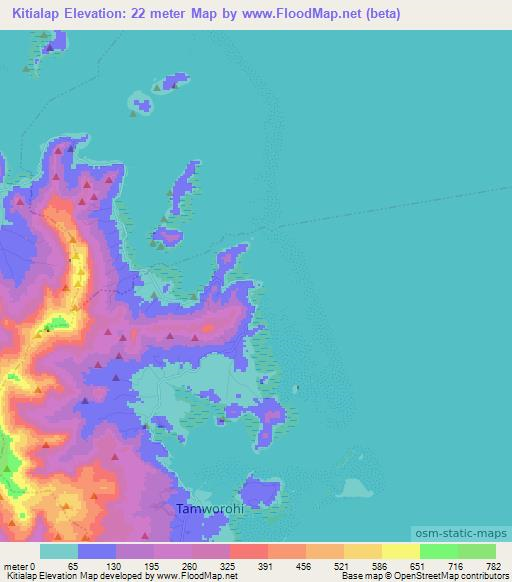 Kitialap,Micronesia Elevation Map