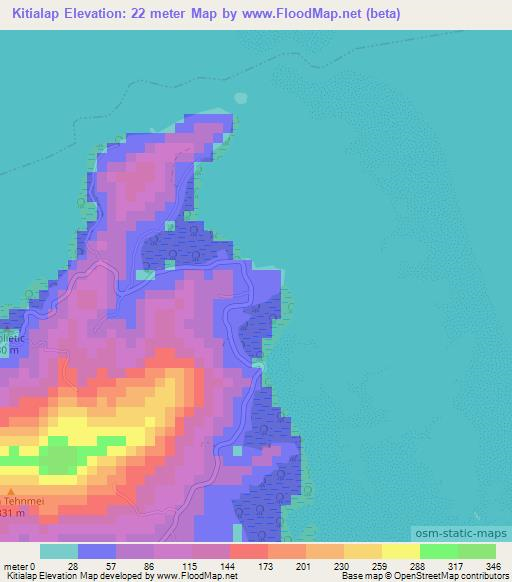 Kitialap,Micronesia Elevation Map