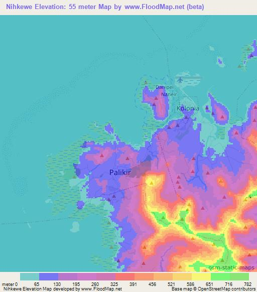 Nihkewe,Micronesia Elevation Map