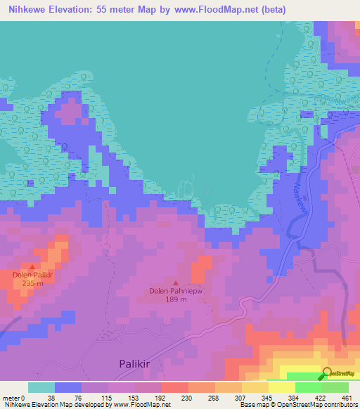 Nihkewe,Micronesia Elevation Map