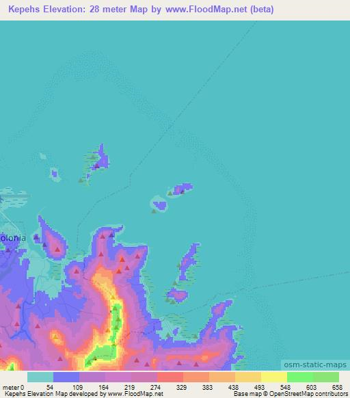 Kepehs,Micronesia Elevation Map