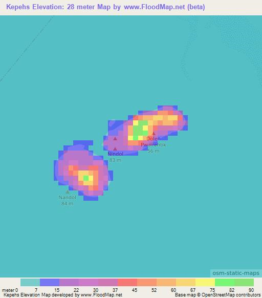 Kepehs,Micronesia Elevation Map