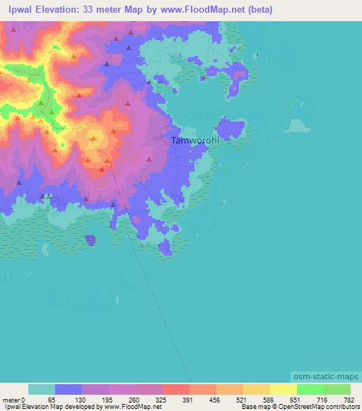 Ipwal,Micronesia Elevation Map