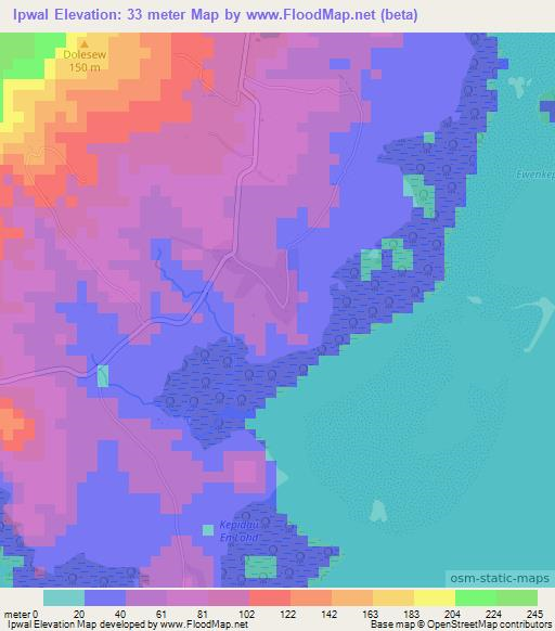 Ipwal,Micronesia Elevation Map