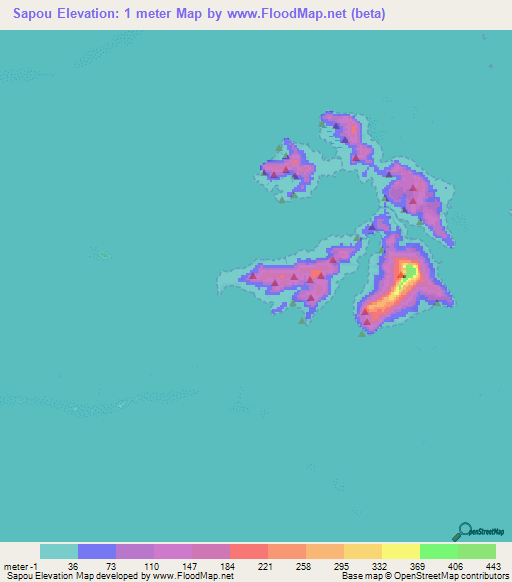 Sapou,Micronesia Elevation Map