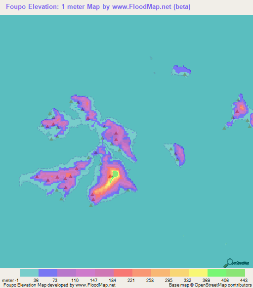 Foupo,Micronesia Elevation Map