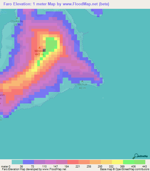 Faro,Micronesia Elevation Map