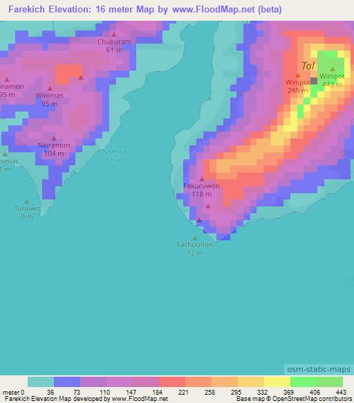 Farekich,Micronesia Elevation Map