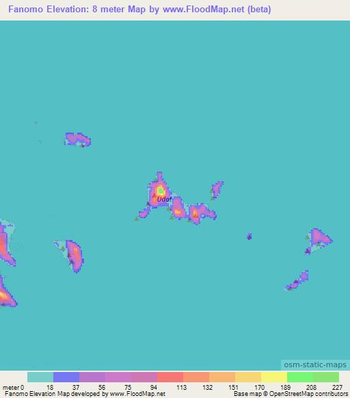 Fanomo,Micronesia Elevation Map