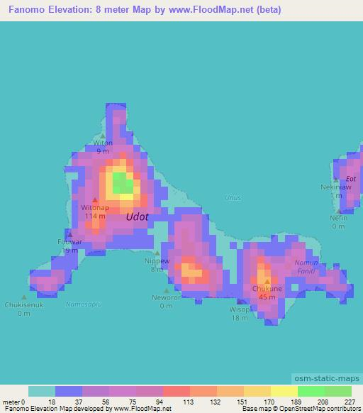 Fanomo,Micronesia Elevation Map