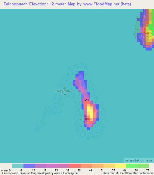 Faichopuech,Micronesia Elevation Map