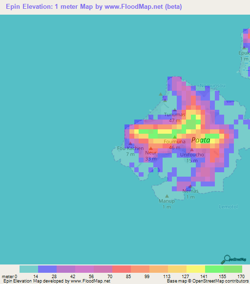 Epin,Micronesia Elevation Map